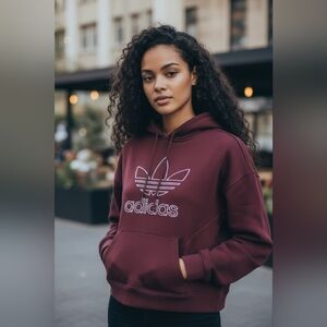 Adidas Streetwear Maroon Pullover Hoodie Size S